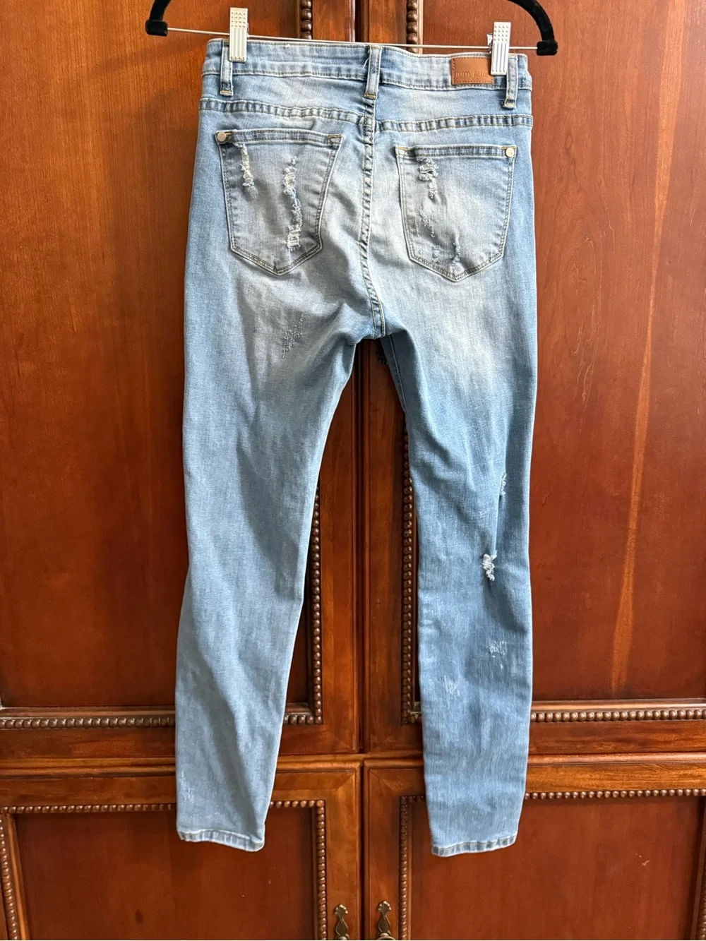 Judy Blue Light Blue Pearl-Embellished Skinny Jeans